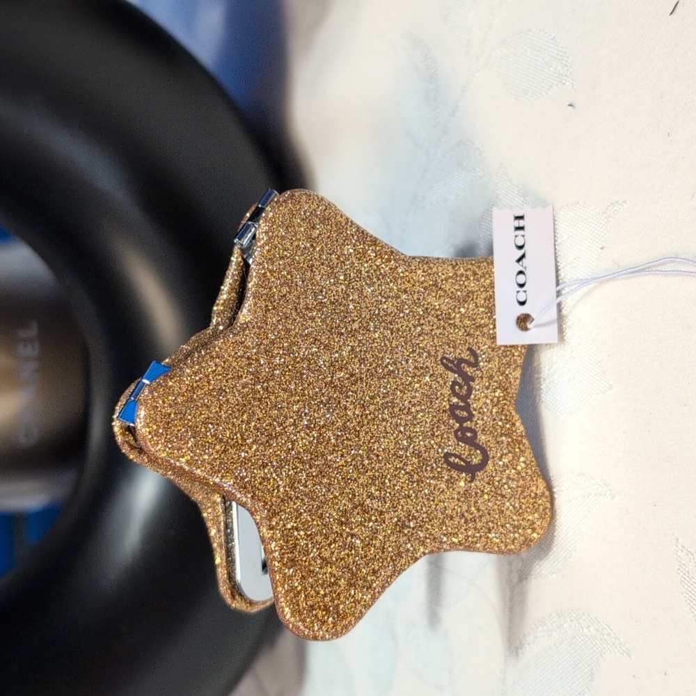 Coach Double Sided Star Compact Mirror - Glitter Gold - Picture 2 of 4